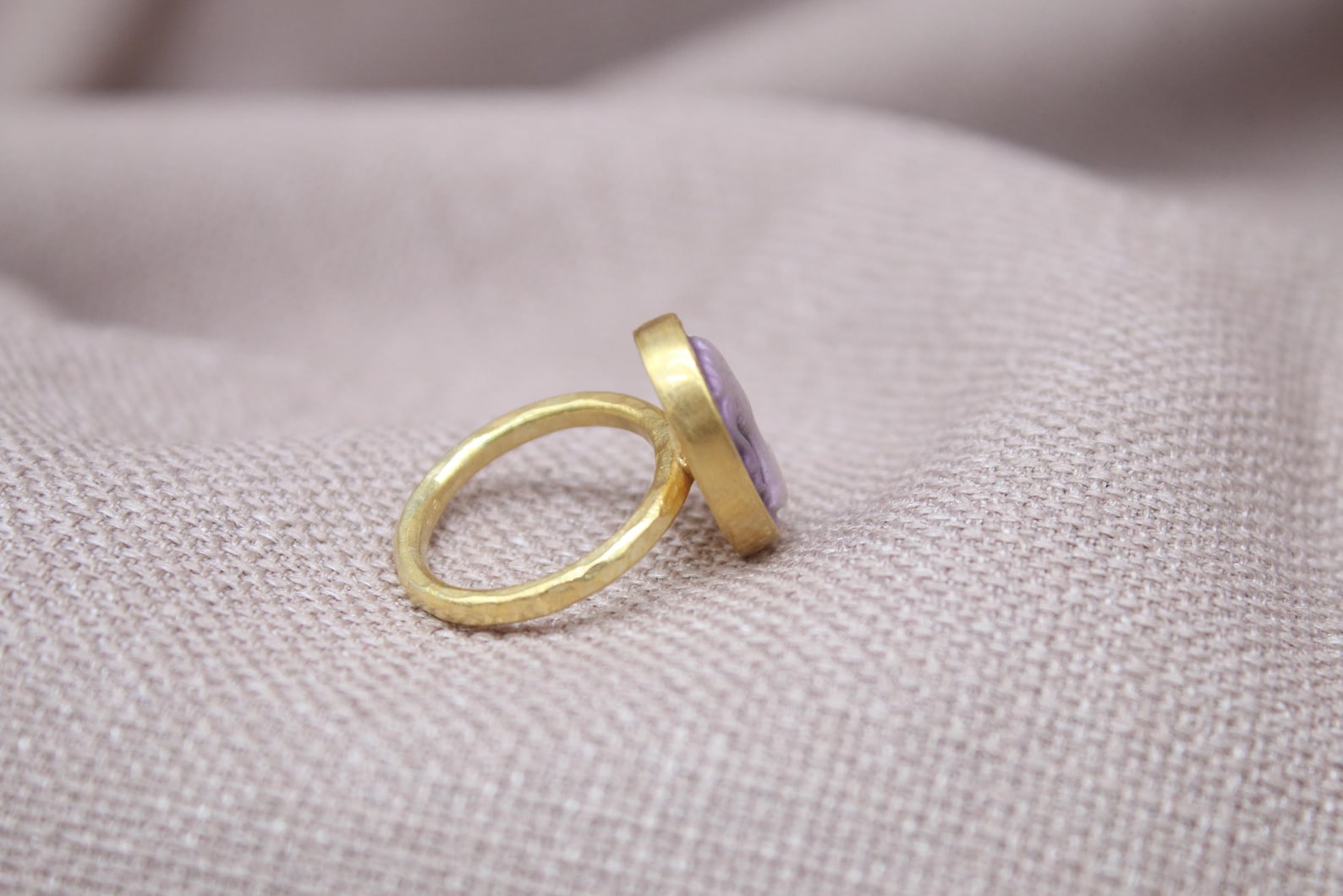 Victorian Cameo Ring Gold Plated Sterling Silver Statement Ring