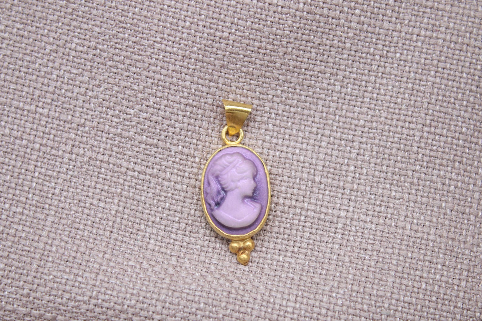 Victorian Cameo Pendant Gold Plated Sterling Silver Necklace Charm