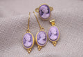 Victorian Cameo Jewelry Set Gold Plated Sterling Silver Gift Set