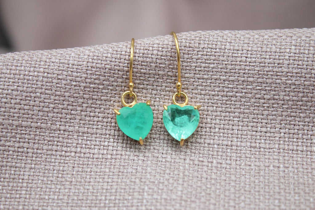 Paraiba Tourmaline Heart Earrings Gold Vermeil Minimalist Gemstone Drops