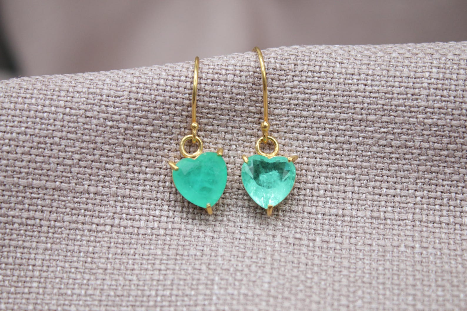 Paraiba Tourmaline Heart Earrings Gold Vermeil Minimalist Gemstone Drops