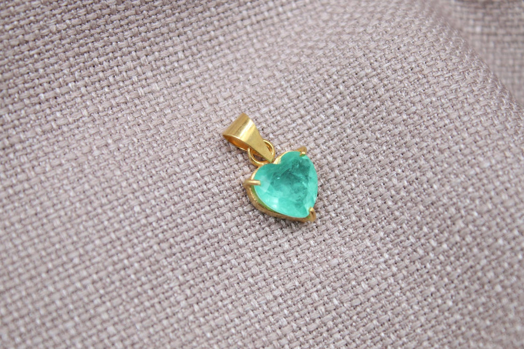 Paraiba Tourmaline Heart Pendant Gold Vermeil Minimalist Gemstone Charm