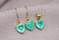 Paraiba Tourmaline Heart Jewelry Set Gold Vermeil Earrings Pendant