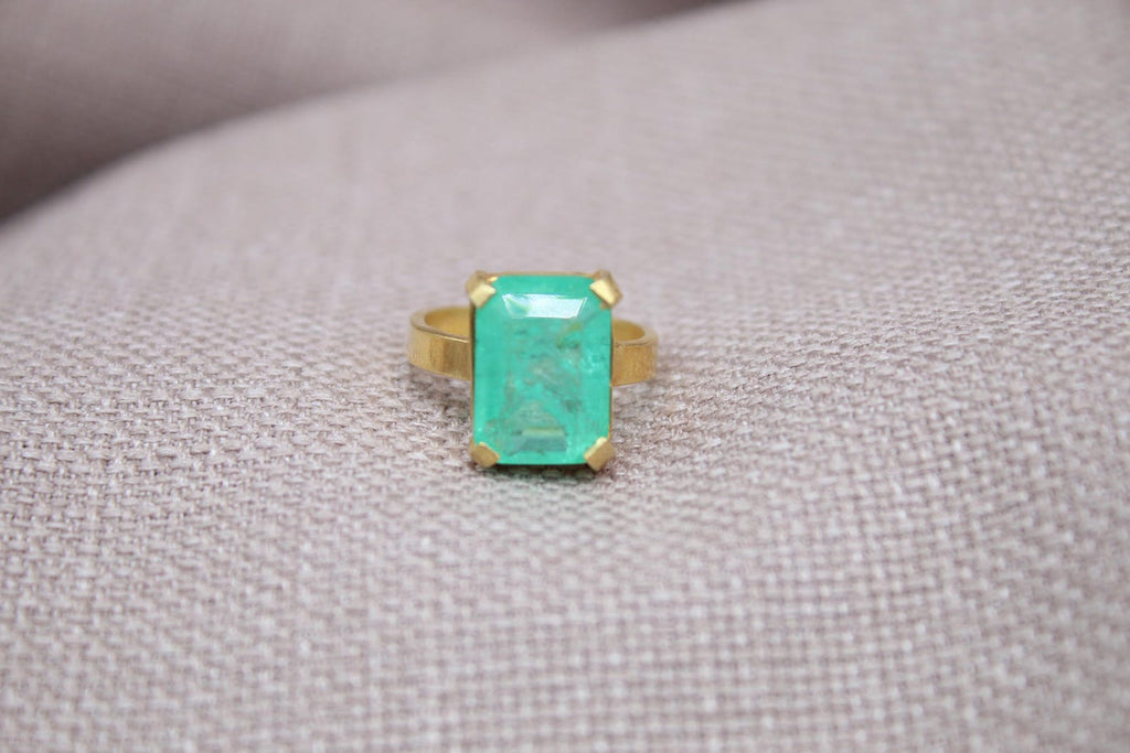 Paraiba Tourmaline Statement Ring Gold Plated Sterling Silver