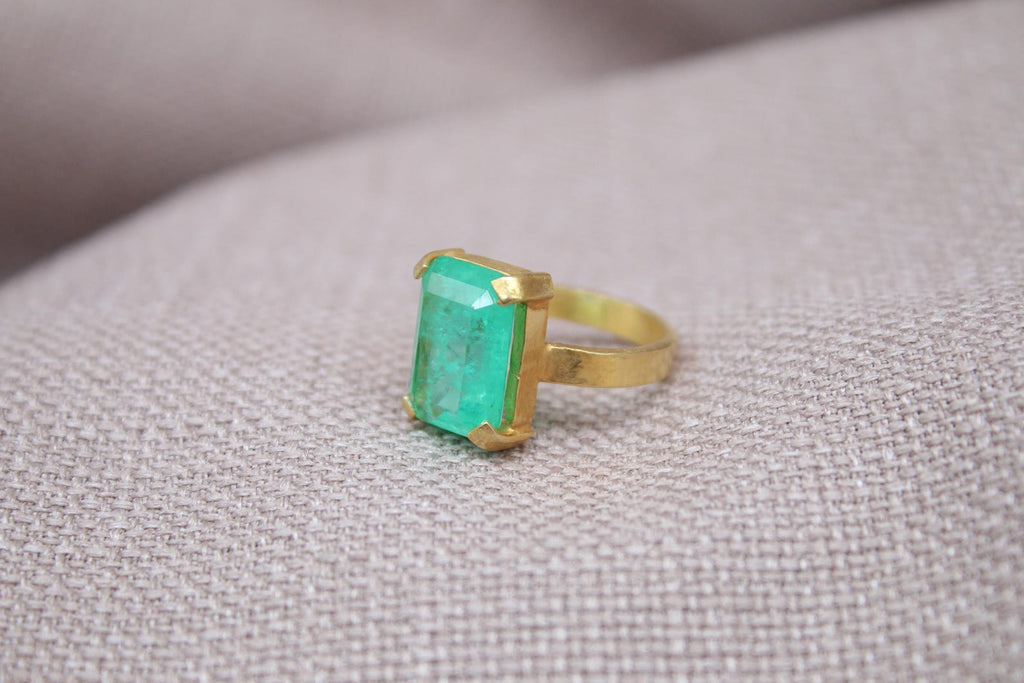 Paraiba Tourmaline Statement Ring Gold Plated Sterling Silver