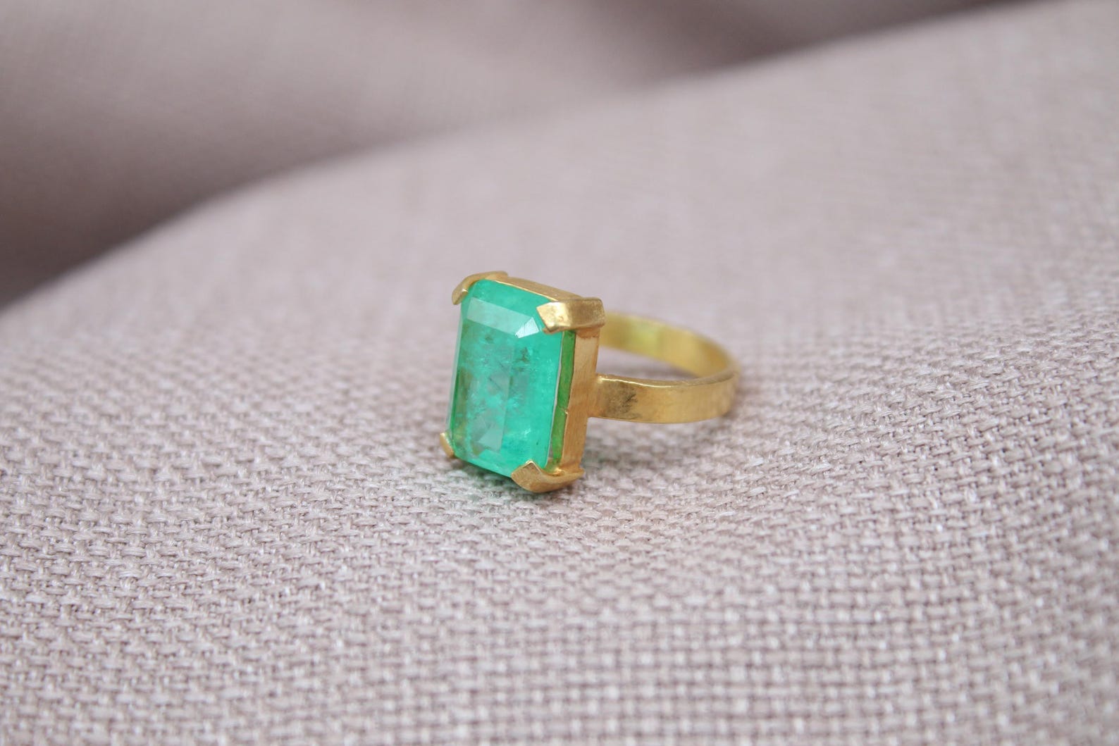 Paraiba Tourmaline Statement Ring Gold Plated Sterling Silver