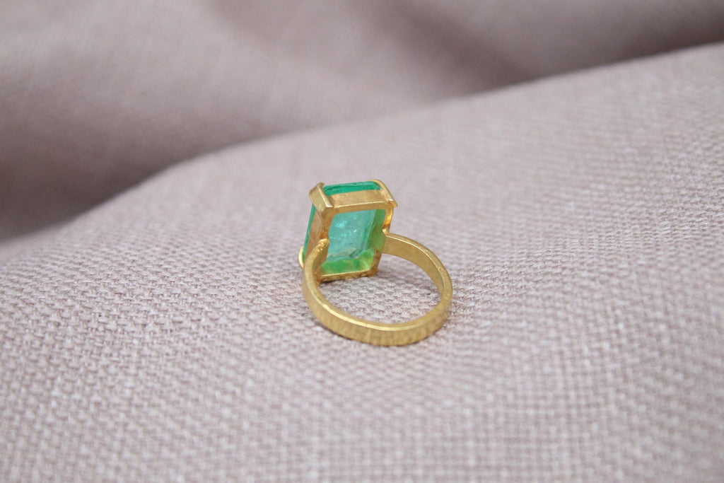Paraiba Tourmaline Statement Ring Gold Plated Sterling Silver