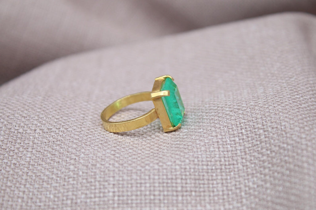 Paraiba Tourmaline Statement Ring Gold Plated Sterling Silver