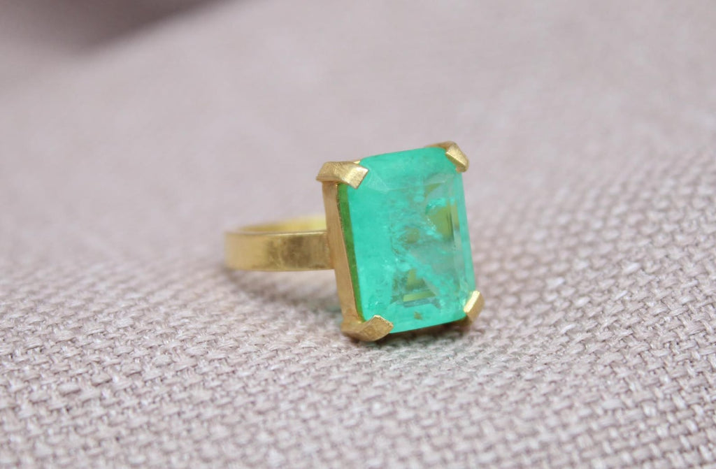 Paraiba Tourmaline Statement Ring Gold Plated Sterling Silver