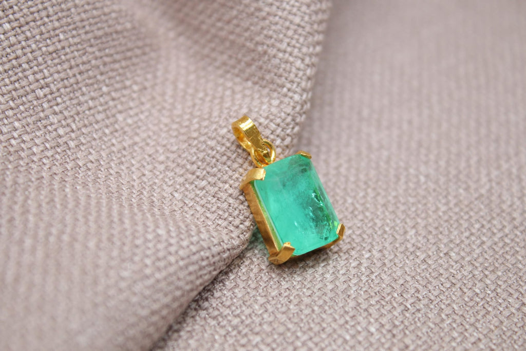 Paraiba Tourmaline Pendant Gold Plated Sterling Silver Necklace Charm
