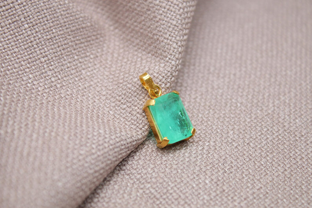 Paraiba Tourmaline Pendant Gold Plated Sterling Silver Necklace Charm