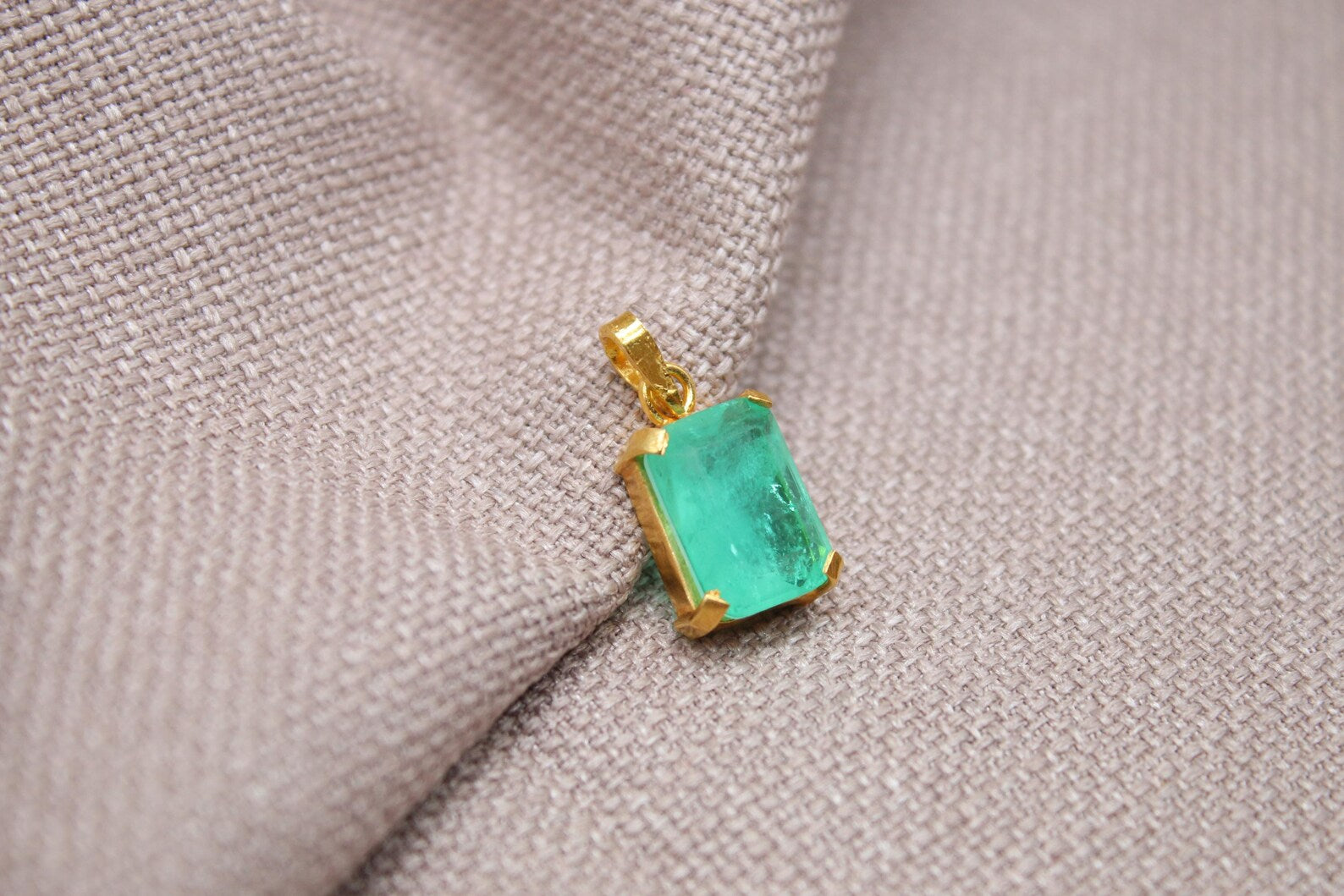 Paraiba Tourmaline Pendant Gold Plated Sterling Silver Necklace Charm
