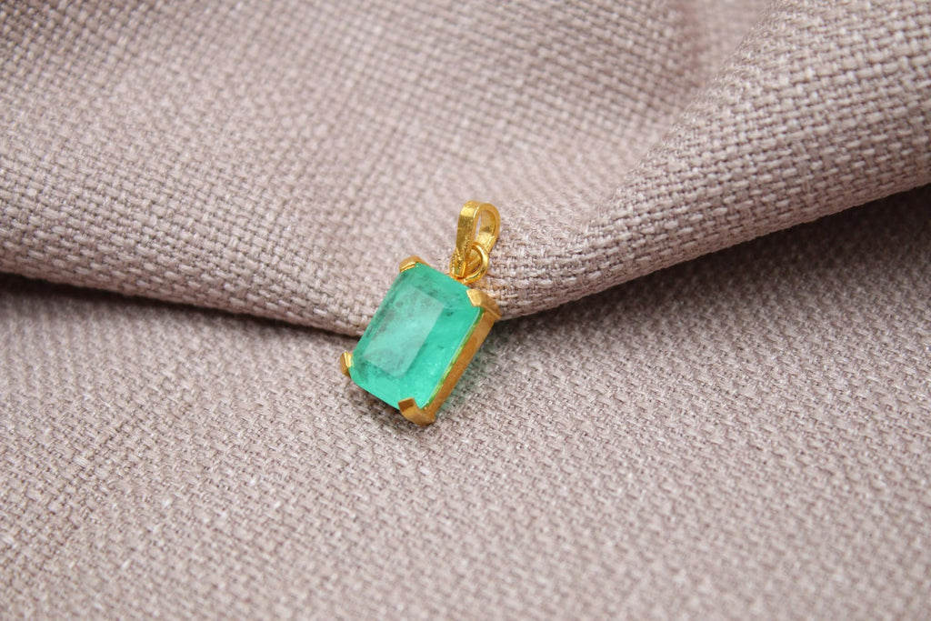 Paraiba Tourmaline Pendant Gold Plated Sterling Silver Necklace Charm