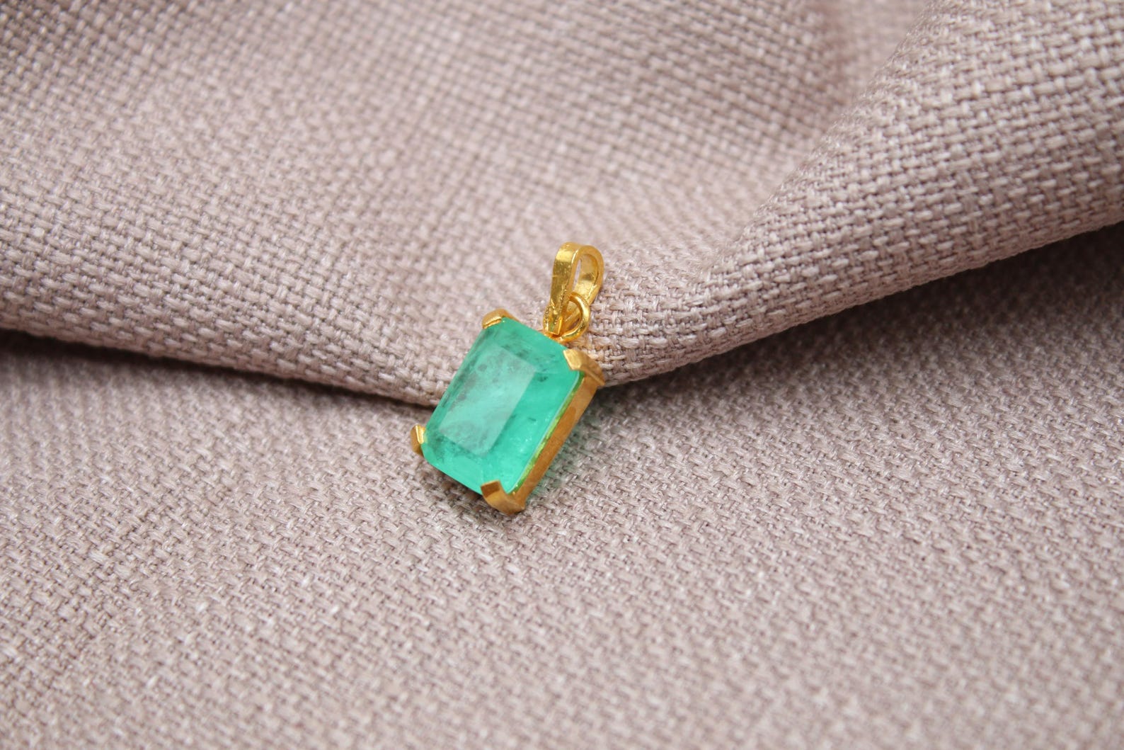 Paraiba Tourmaline Pendant Gold Plated Sterling Silver Necklace Charm
