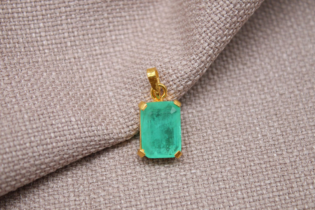 Paraiba Tourmaline Pendant Gold Plated Sterling Silver Necklace Charm