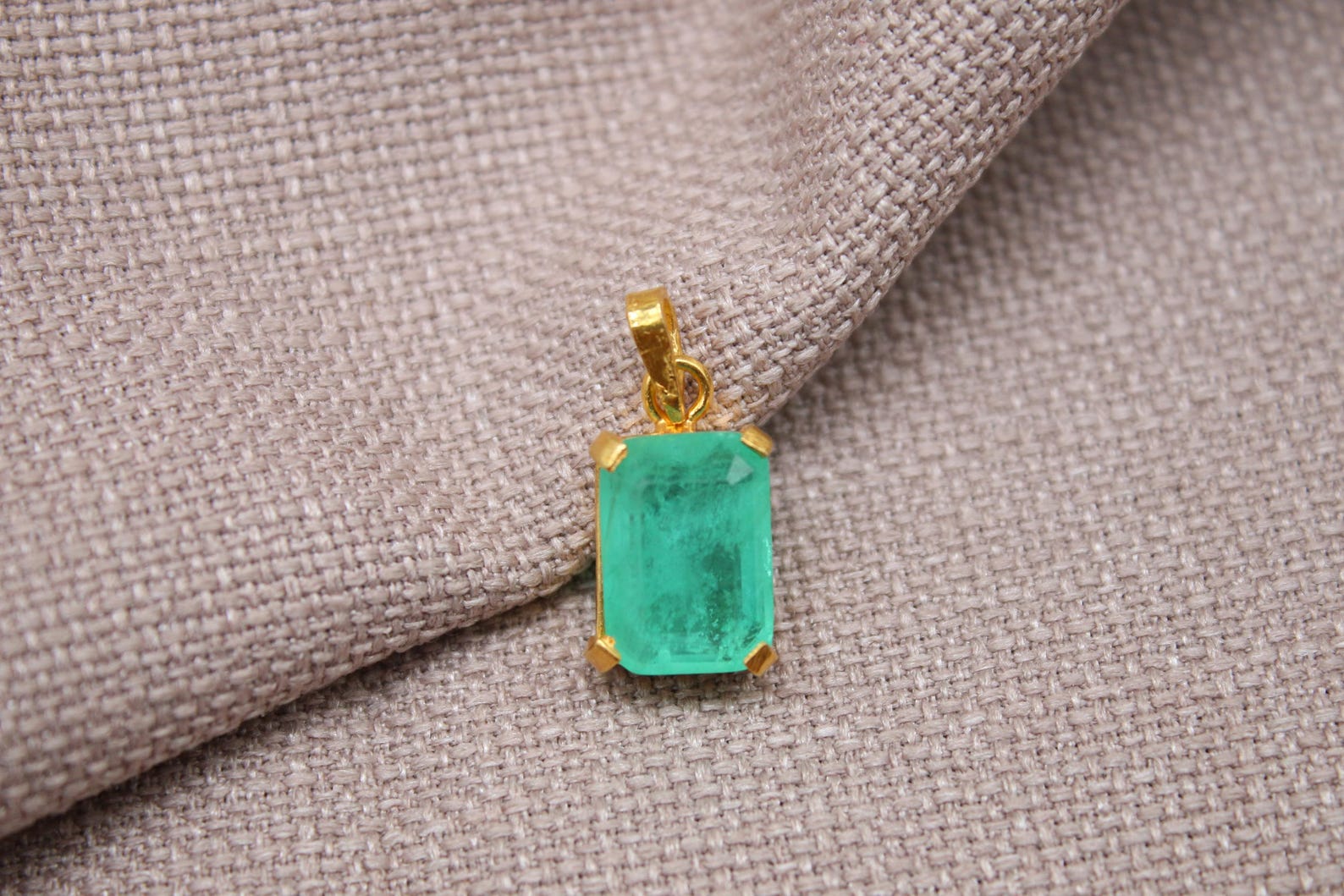 Paraiba Tourmaline Pendant Gold Plated Sterling Silver Necklace Charm