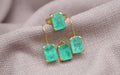 Paraiba Tourmaline Jewelry Set Gold Plated Sterling Silver Ring Earrings Pendant