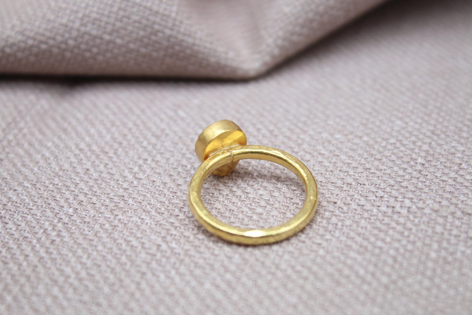 Emerald Teardrop Ring Gold Plated Sterling Silver Handmade Gemstone Ring