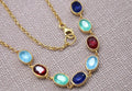 Multi Gemstone Necklace Gold Plated Sterling Silver Sapphire Ruby Emerald Necklace
