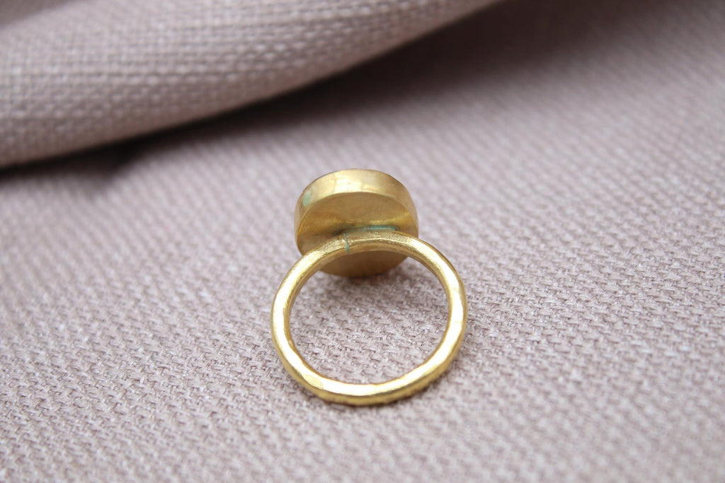Victorian Cameo Ring Gold Plated Sterling Silver Vintage Portrait Statement Ring