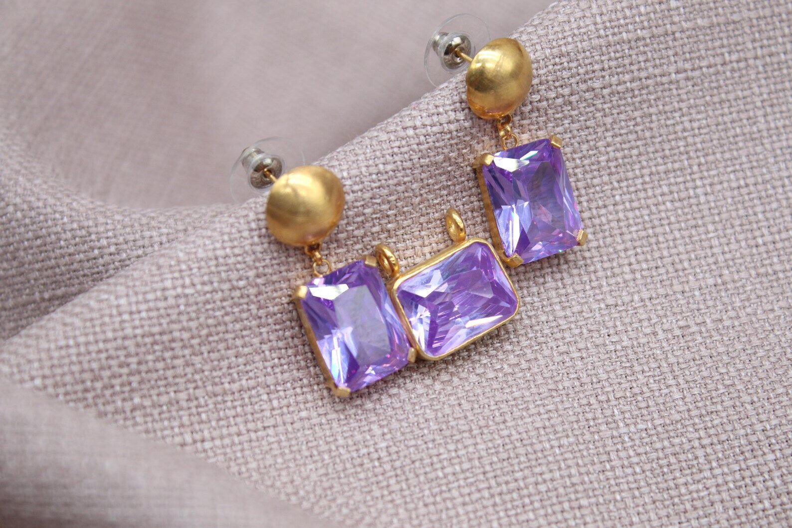 Amethyst Jewelry Set Gold Plated Sterling Silver Earrings Pendant Set