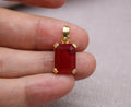 Rectangular Ruby Pendant Gold Plated Sterling Silver Necklace Charm