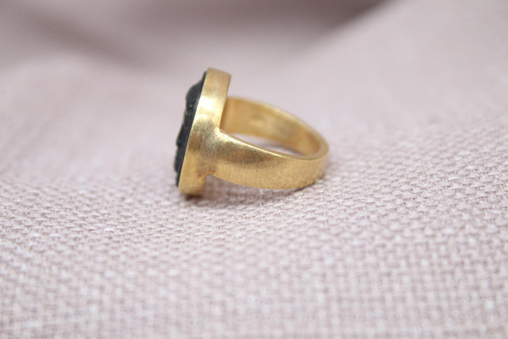 Apollo Intaglio Ring Gold Plated Sterling Silver Mythology Statement Ring