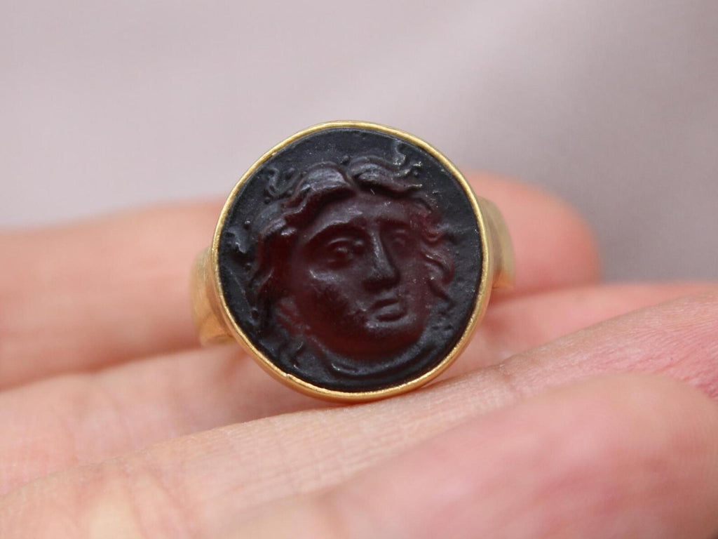 Apollo Intaglio Ring Gold Plated Sterling Silver Mythology Statement Ring