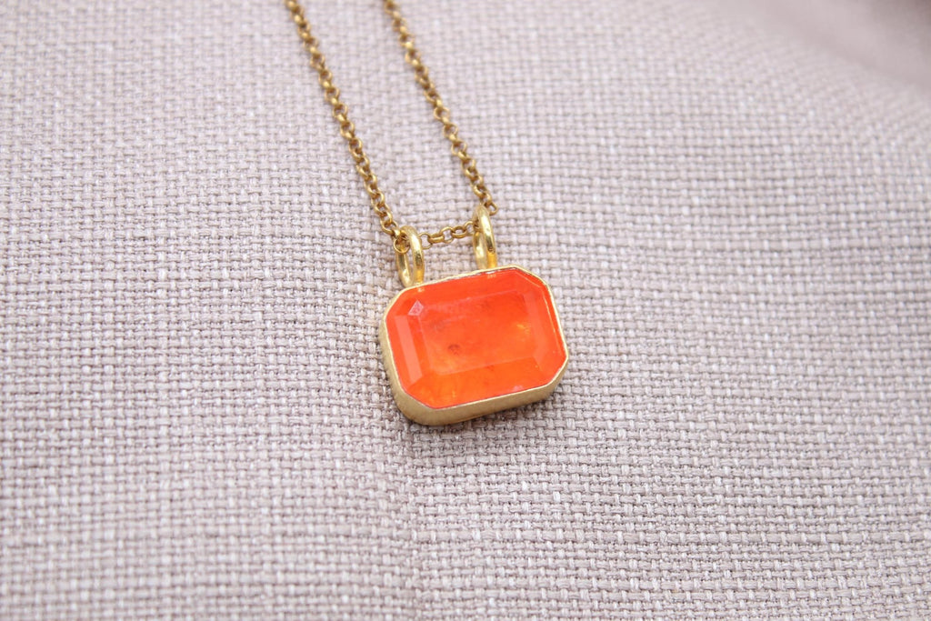 Carnelian Gemstone Necklace Gold Plated Sterling Silver Pendant Necklace