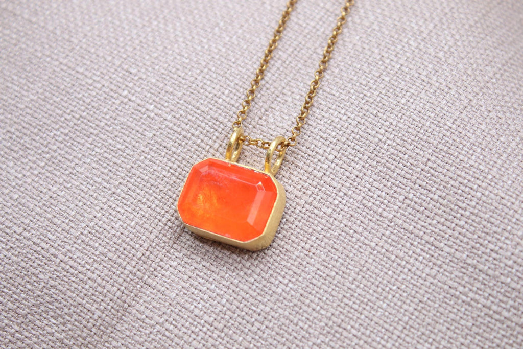 Carnelian Gemstone Necklace Gold Plated Sterling Silver Pendant Necklace