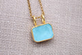 Aquamarine Gemstone Necklace Gold Plated Sterling Silver Pendant Necklace