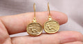 Athena Coin Drop Earrings Gold Plated Sterling Silver Ancient Greek Jewelry