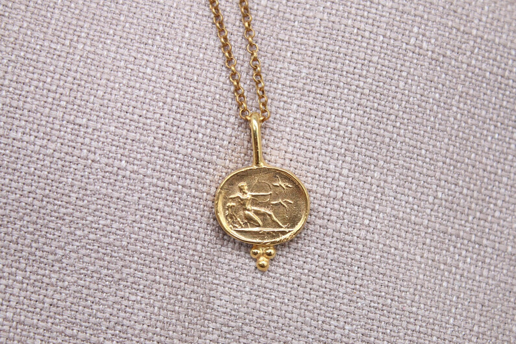 Athena Coin Necklace Gold Plated Sterling Silver Ancient Greek Pendant