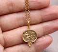 Athena Coin Necklace Gold Plated Sterling Silver Ancient Greek Pendant
