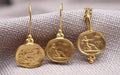 Athena Coin Jewelry Set Gold Plated Sterling Silver Greek Necklace Earrings