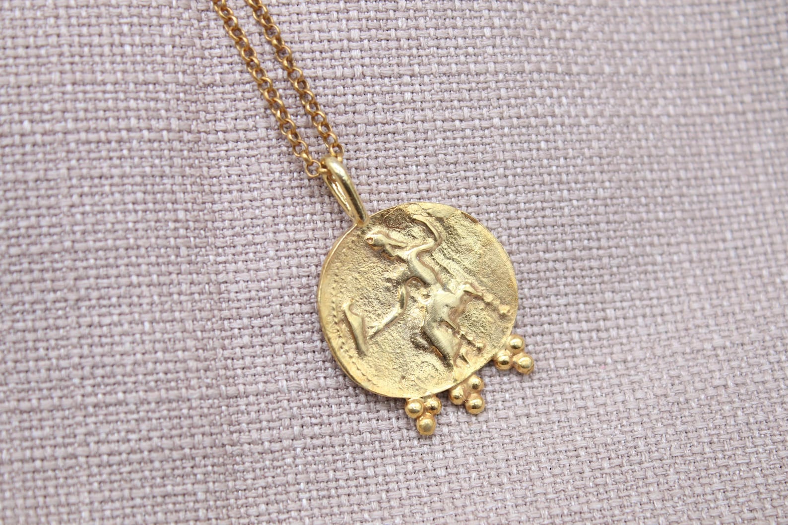 Ancient Coin Necklace Gold Plated Sterling Silver Roman Inspired Pendant