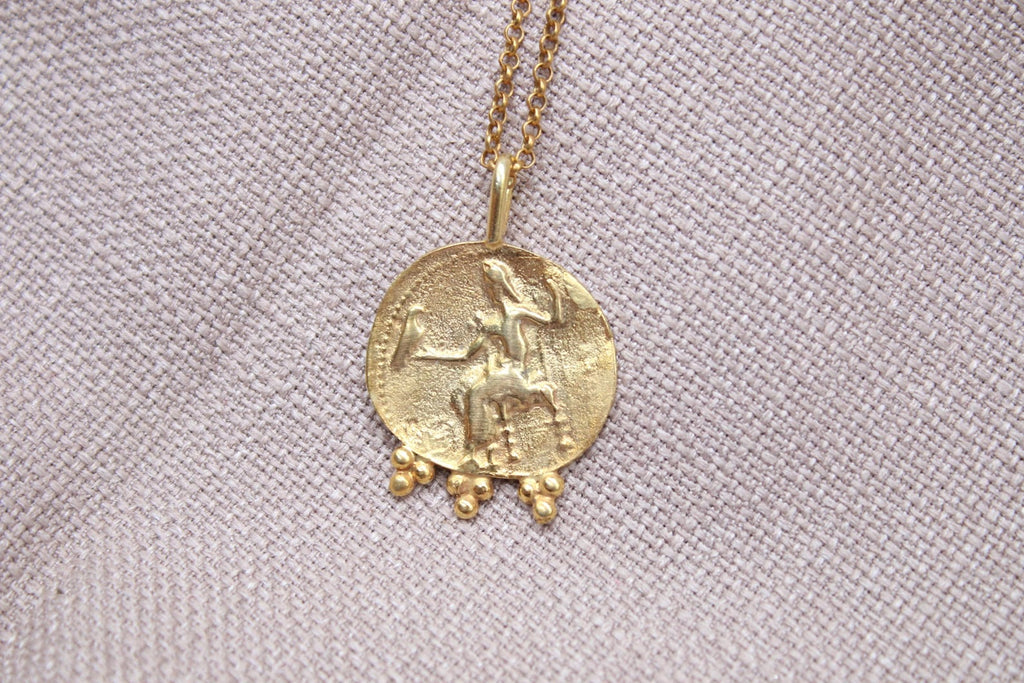 Ancient Coin Necklace Gold Plated Sterling Silver Roman Inspired Pendant