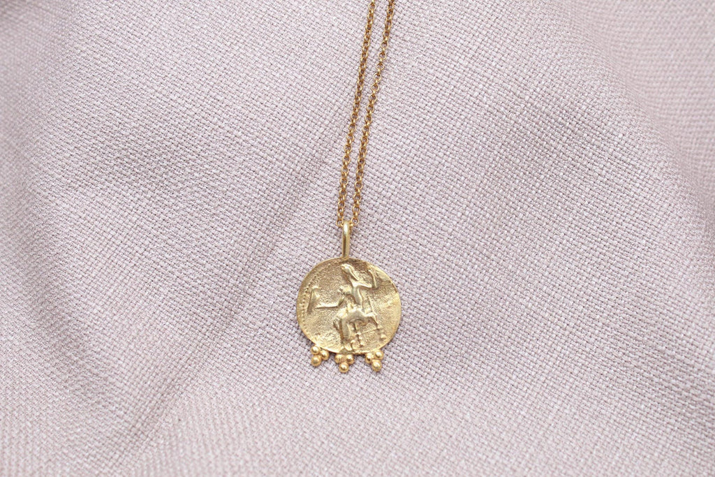 Ancient Coin Necklace Gold Plated Sterling Silver Roman Inspired Pendant