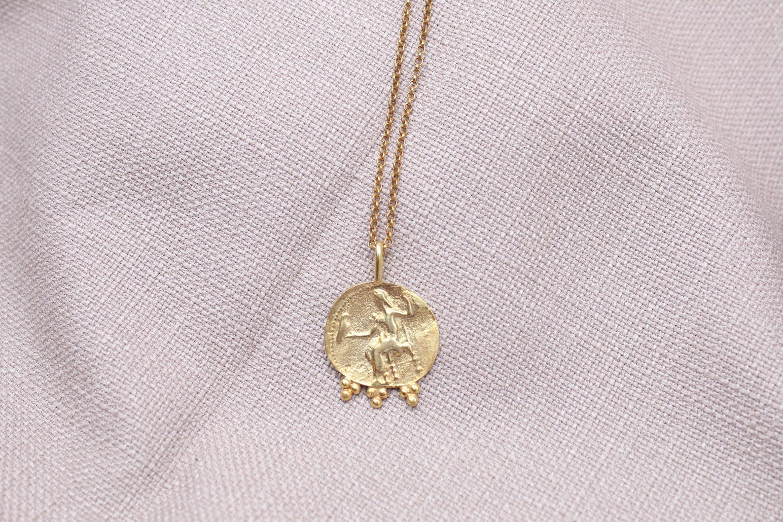 Ancient Coin Necklace Gold Plated Sterling Silver Roman Inspired Pendant