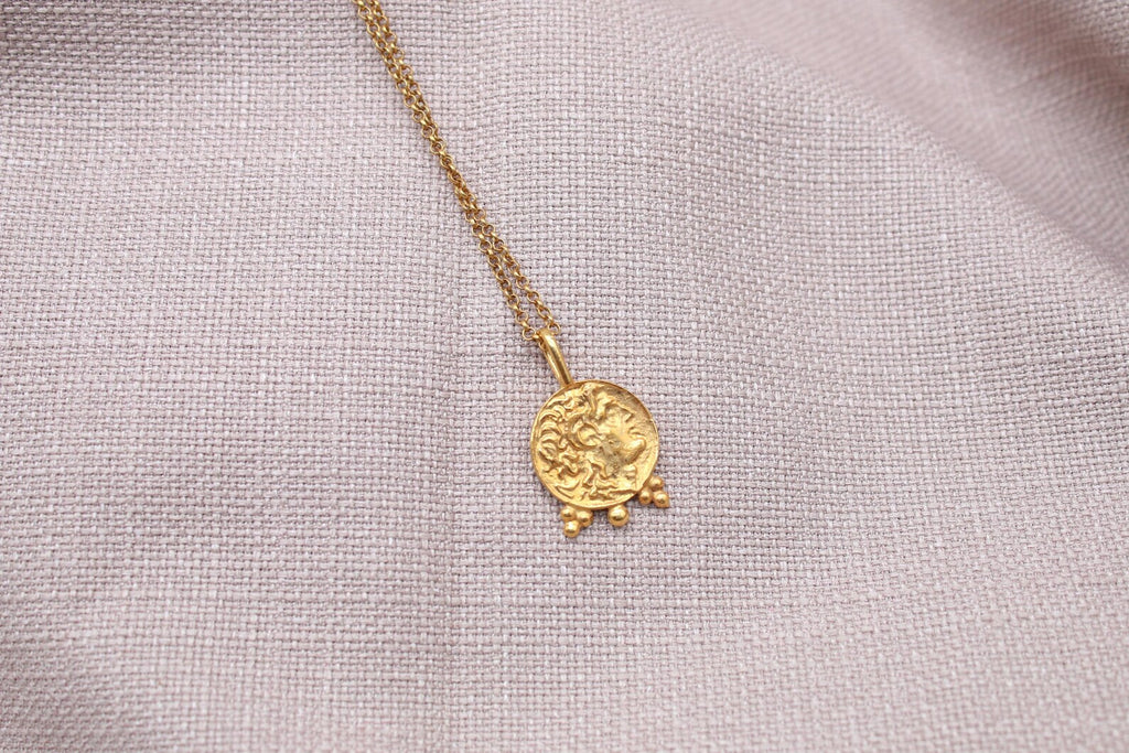 Alexander Coin Necklace Gold Plated Sterling Silver Ancient Medallion Pendant