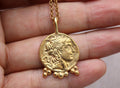 Ancient Roman Coin Necklace Gold Plated Sterling Silver Medallion Pendant