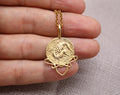 Ancient Warrior Coin Necklace Gold Plated Sterling Silver Heart Necklace