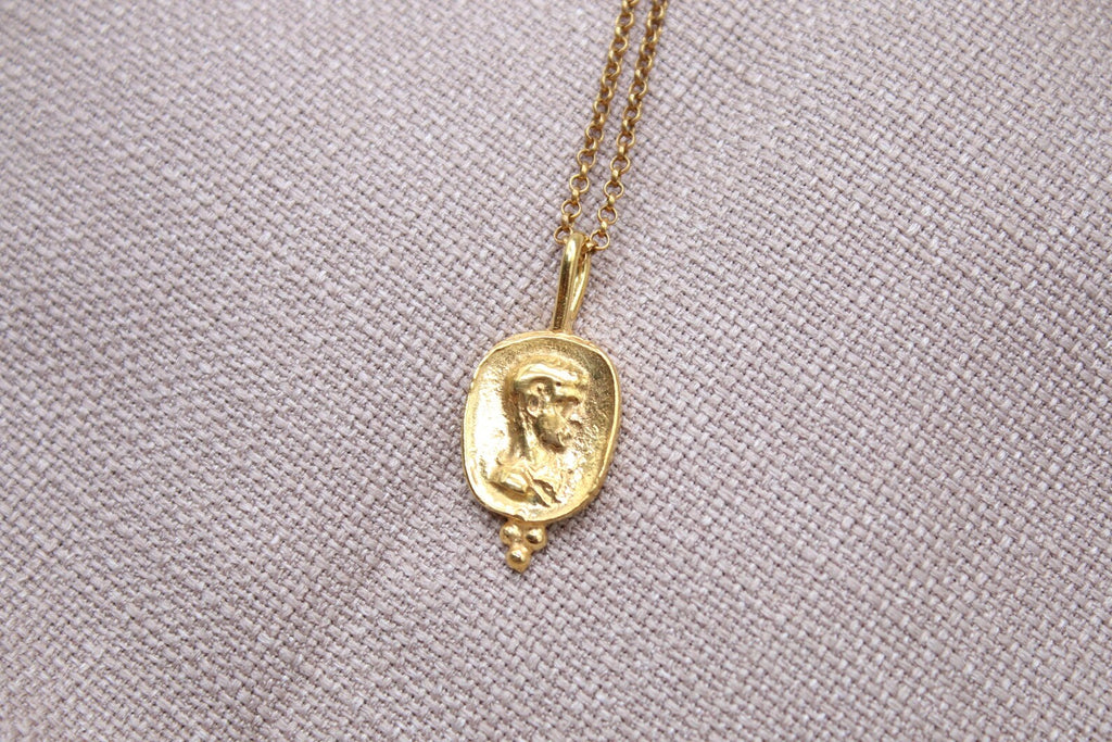Ancient Coin Pendant Necklace Gold Plated Sterling Silver Roman Necklace