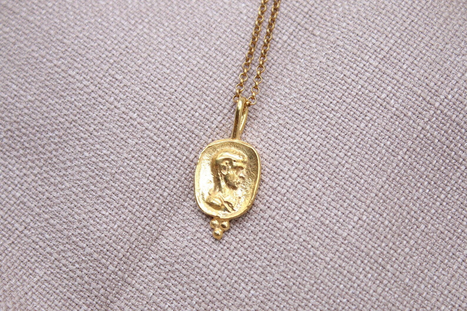 Ancient Coin Pendant Necklace Gold Plated Sterling Silver Roman Necklace