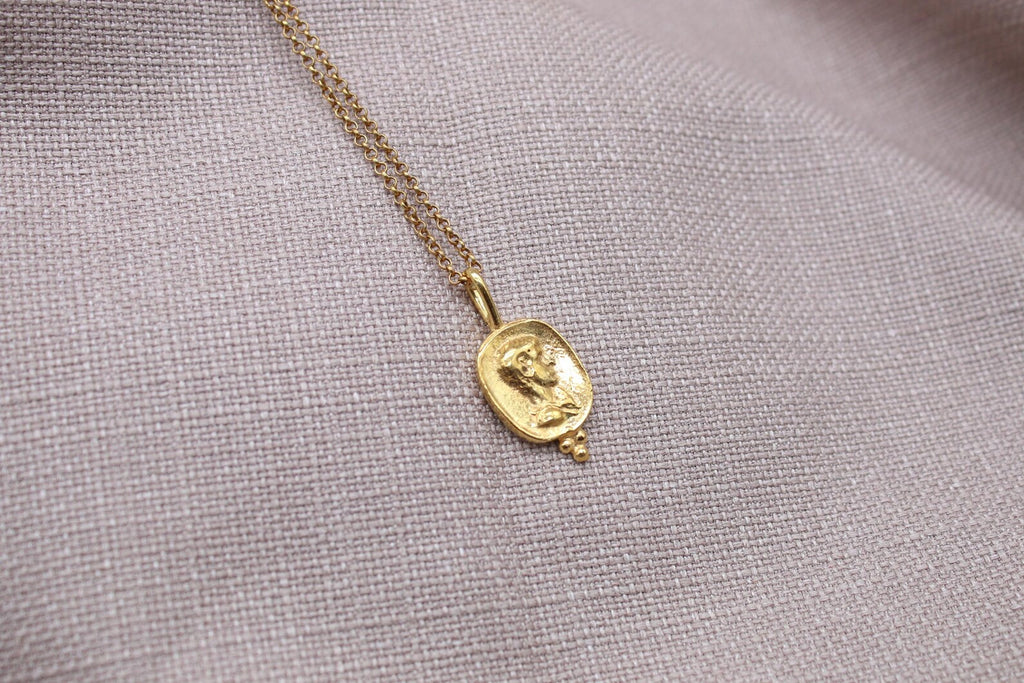Ancient Coin Pendant Necklace Gold Plated Sterling Silver Roman Necklace