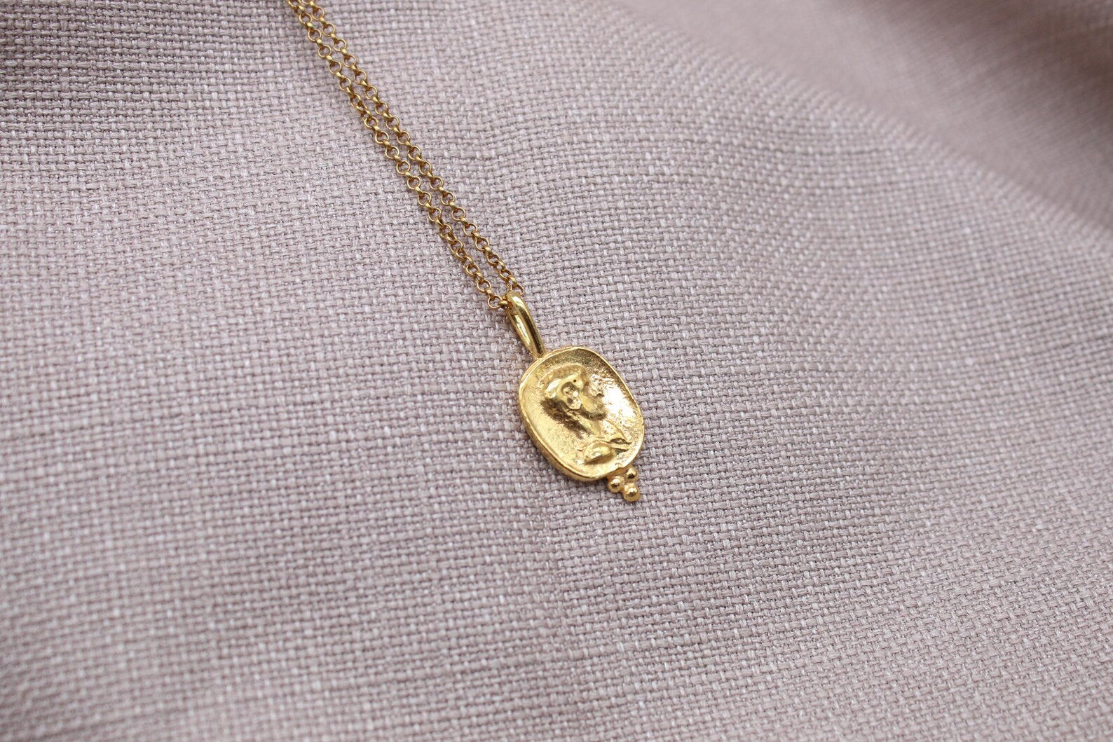 Ancient Coin Pendant Necklace Gold Plated Sterling Silver Roman Necklace