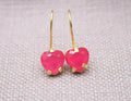 Ruby Heart Earrings 22k Gold Plated Sterling Silver Jewelry