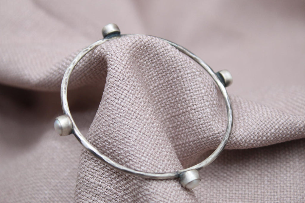 Freshwater Pearl Sterling Silver Bangle Bracelet Handmade Jewelry