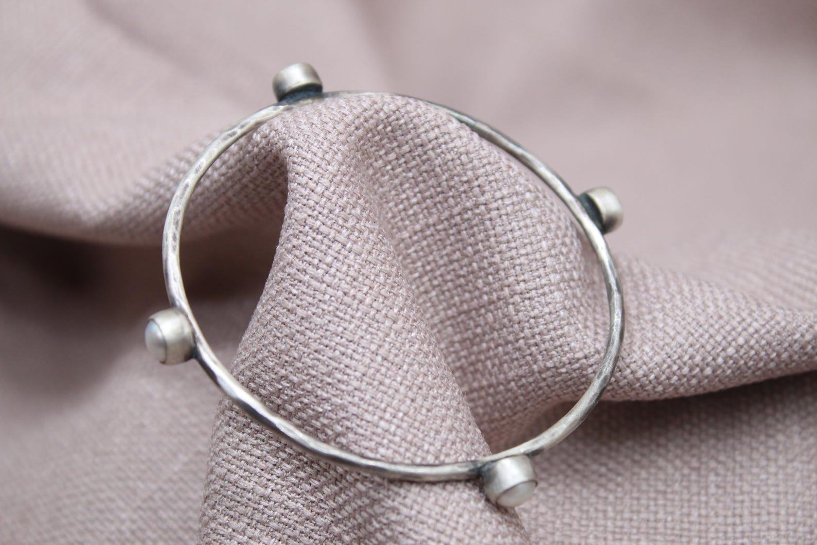 Freshwater Pearl Sterling Silver Bangle Bracelet Handmade Jewelry