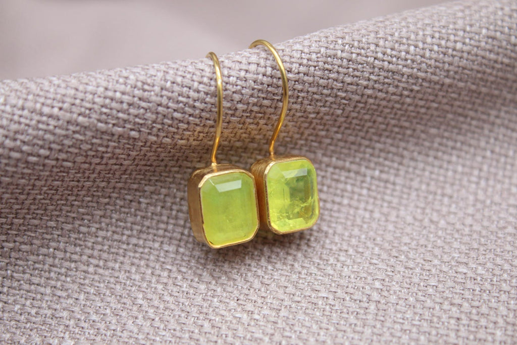 Citrine Drop Earrings Gold Vermeil Sterling Silver Minimalist Jewelry